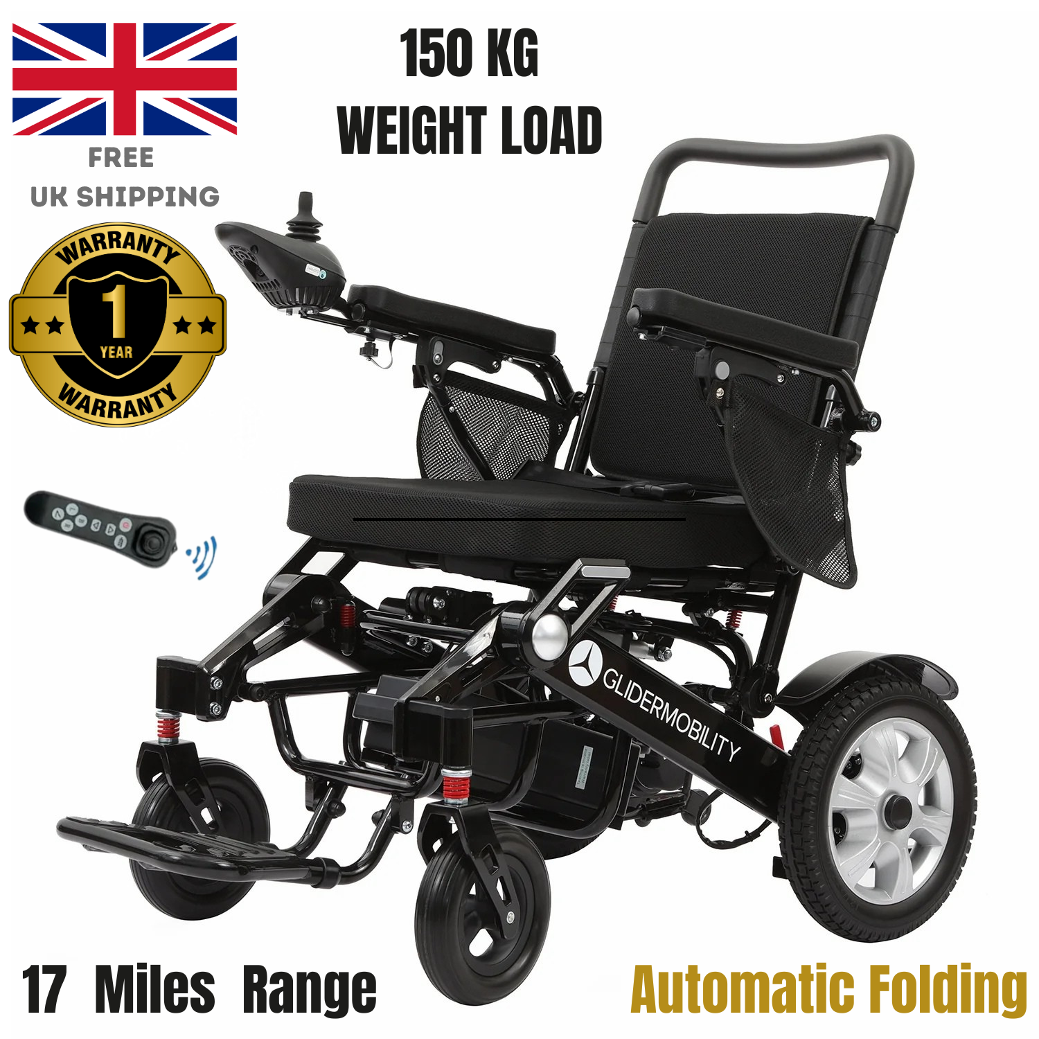Glider Mobility Explorer Pro Long Range Automatic Folding Electric Wheelchair