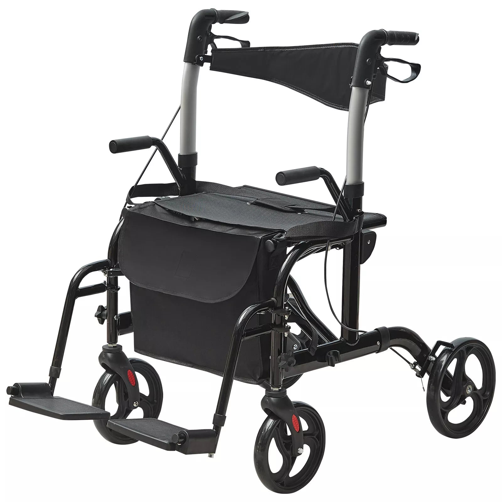 GliderMobility 2 in 1 Rollator Walker & Transport Chair Folding Walker Wheelchair Combo